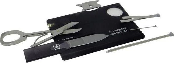 Victorinox SwissCard Lite su visais išskleistais įrankiais