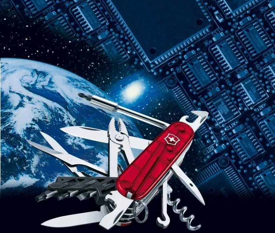 Victorinox V-1.77 25.T kišeninis peilis Cyber Tool M, raudonas permatomas