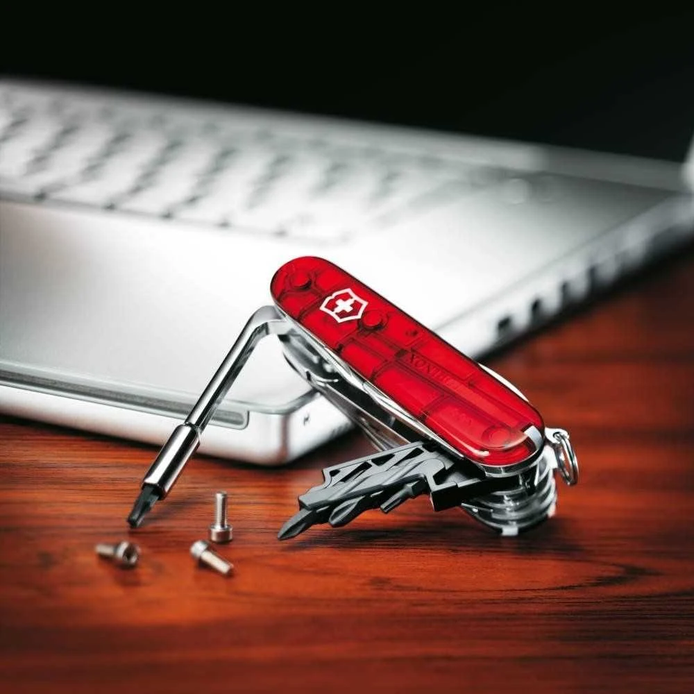 Victorinox V-1.77 25.T kišeninis peilis Cyber Tool M, raudonas permatomas