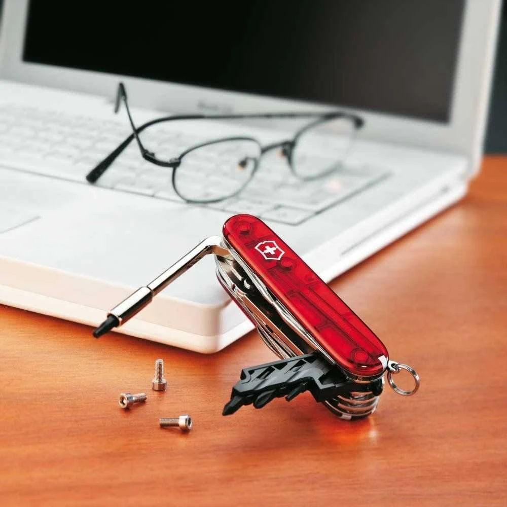 Victorinox V-1.77 25.T kišeninis peilis Cyber Tool M, raudonas permatomas