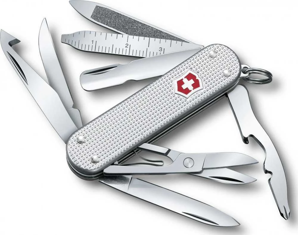 Victorinox Mini Champ Alox su išskleistais įrankiais