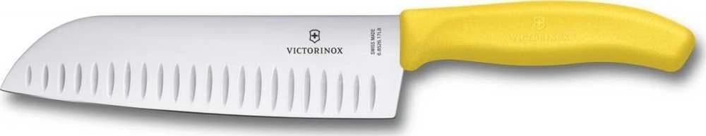 Victorinox V-6.85 26.17L8B Šveicariškas klasikinis Santoku peilis, 17 cm, geltonas