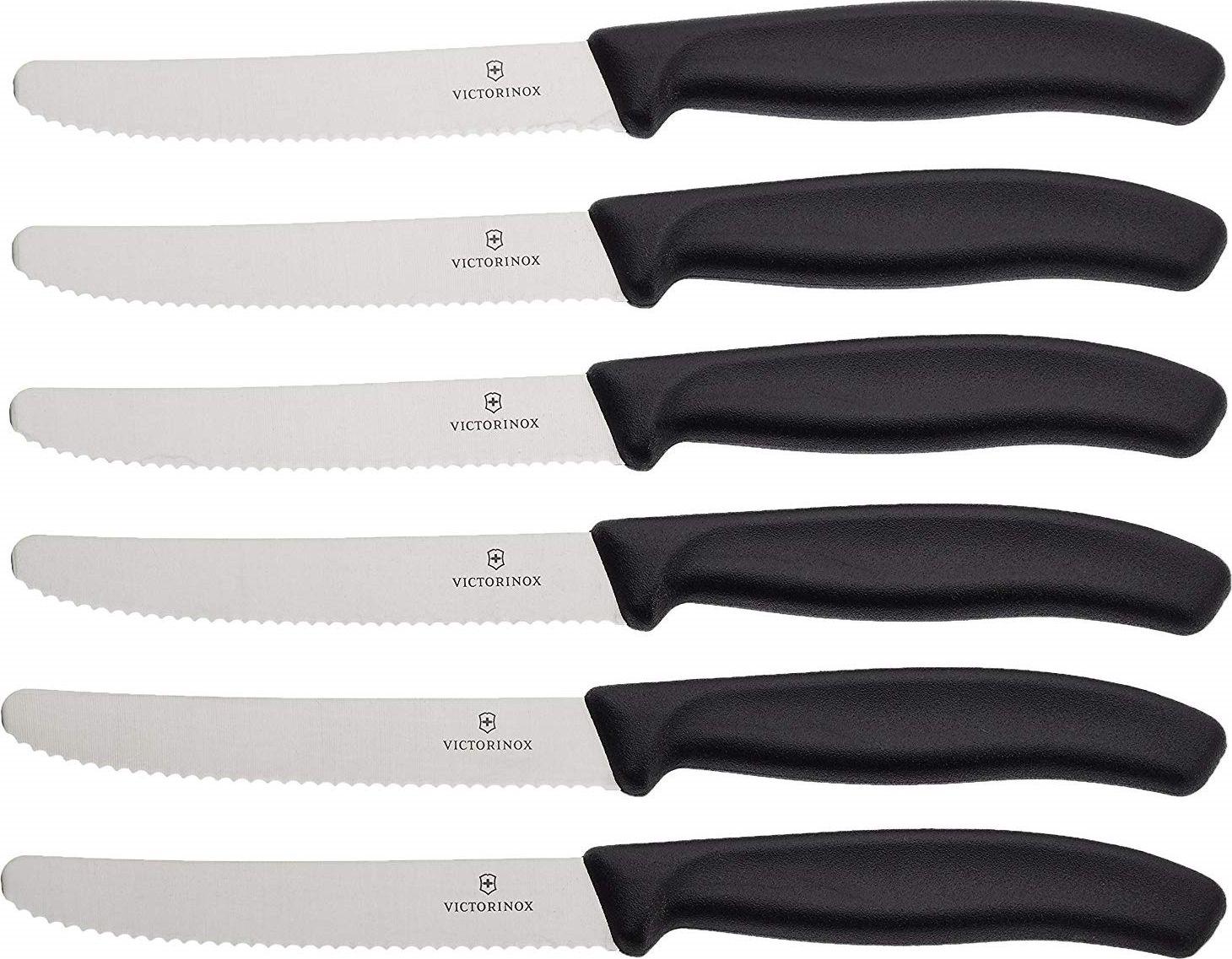 Stalo Peilių Rinkinys - Victorinox 7833 Dantyta Kraštas 6 Vnt 11cm Juodas