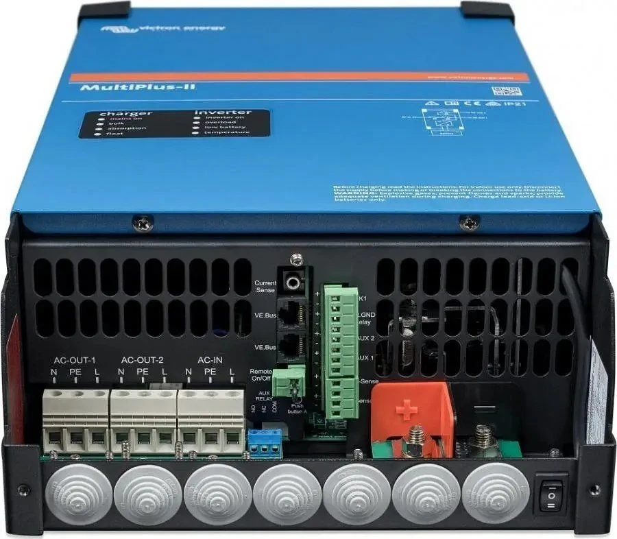 Įtampos keitiklis - įkroviklis MultiPlus-II 24Vdc/230Vac 3000VA, UPS funkcija, su sinusine išėjimo įtampa, VE.Bus, Victron Energy