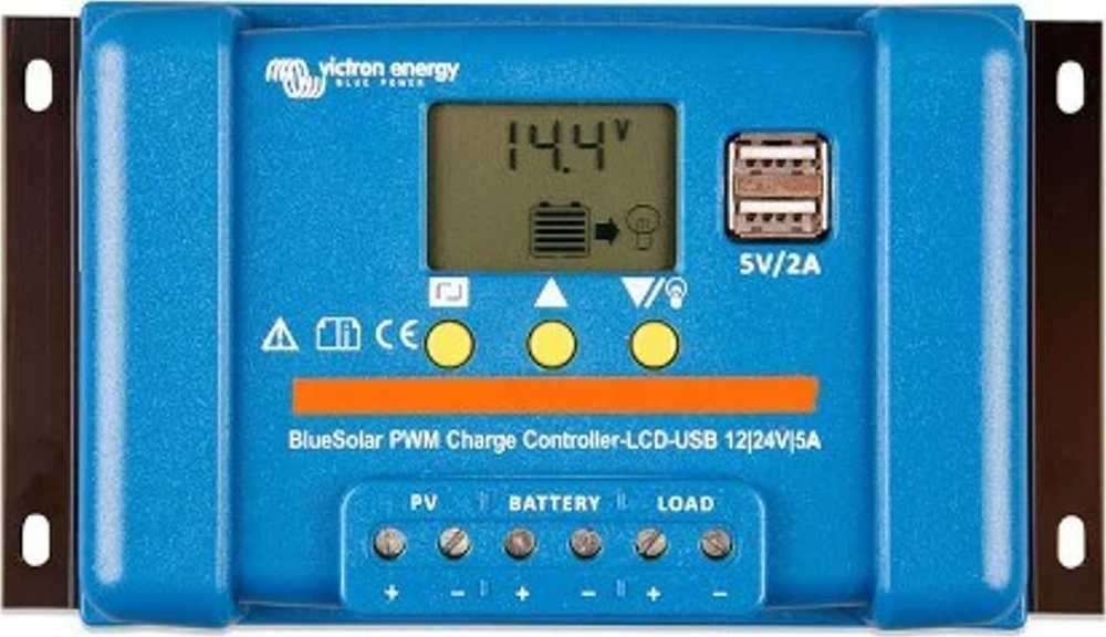 Victron Energy Įkrovimo valdiklis BlueSolar PWM-LCD&USB 12/24V-5A