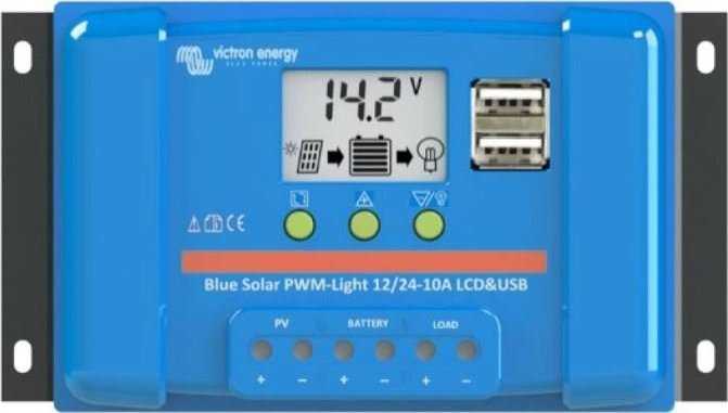 Victron Energy Įkrovimo valdiklis BlueSolar PWM-LCD&USB 12/24V-5A