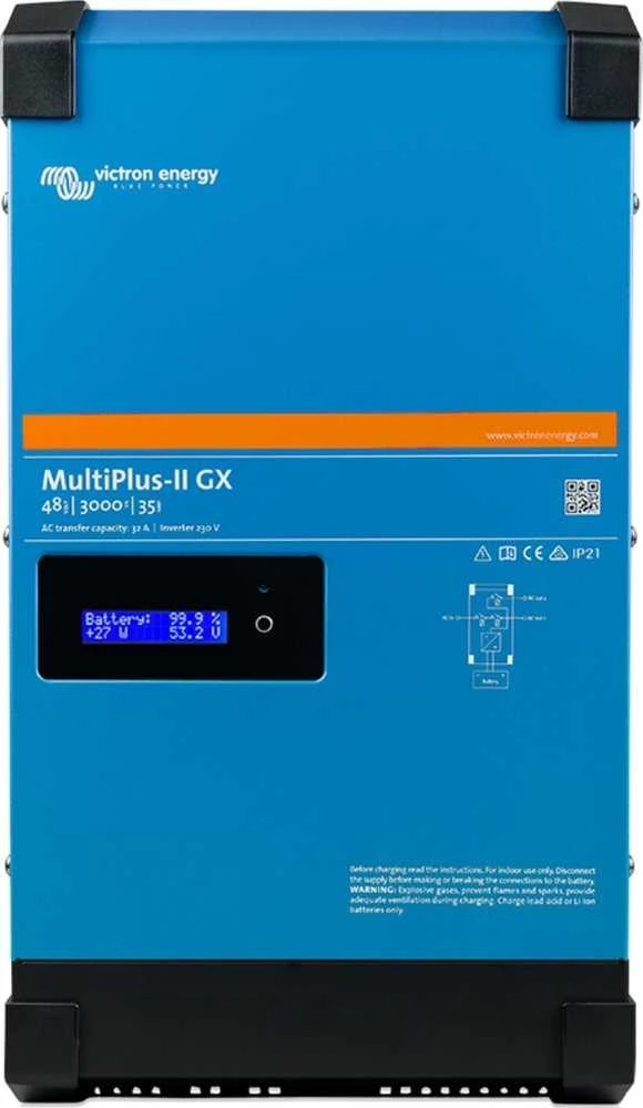 Victron Energy MultiPlus-II maitinimo adapteris / keitiklis, vidinis, 3000 W, juodas, mėlynas