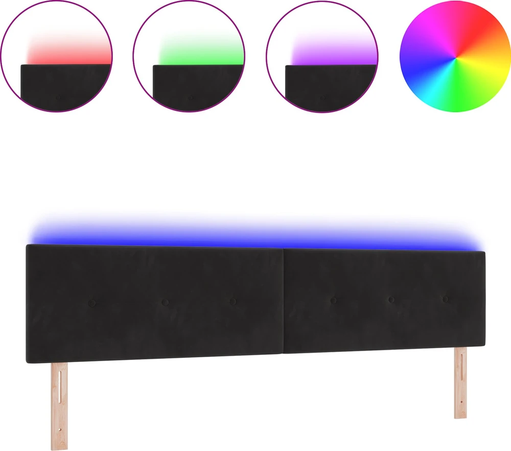 LED galvūgalis su LED juostelėmis Juodas 200 cm Aksomas