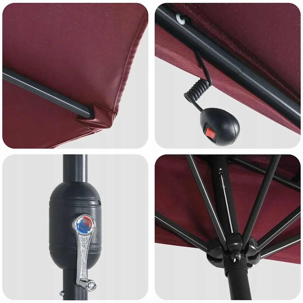 Sodo skėtis Bordo raudona 294 x 150 x 223 cm