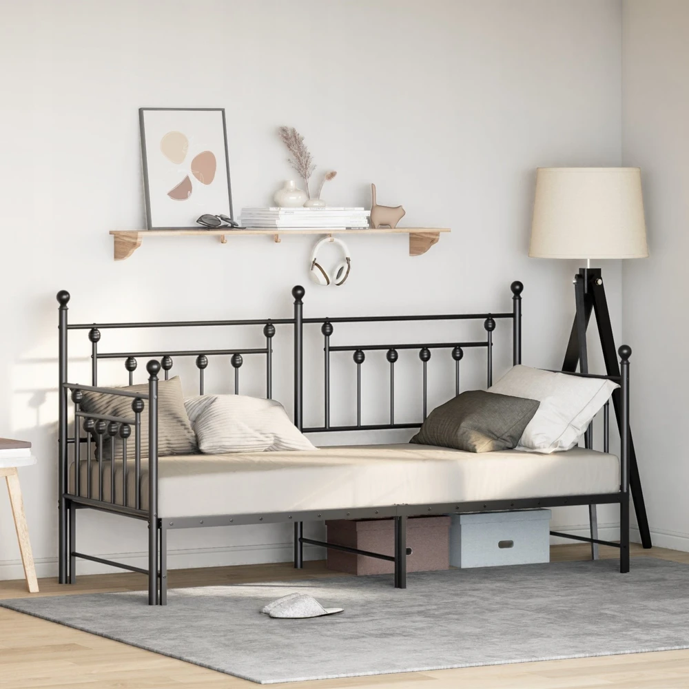 Lova Dienos lovos rėmas Juoda 80 x 200 cm Plienas
