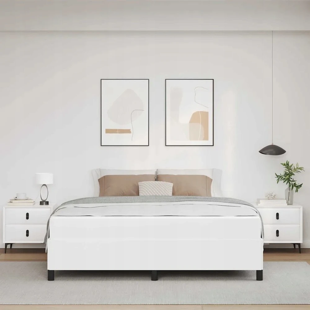 Lovos rėmas su čiužiniu Balta 180 x 200 cm audinys
