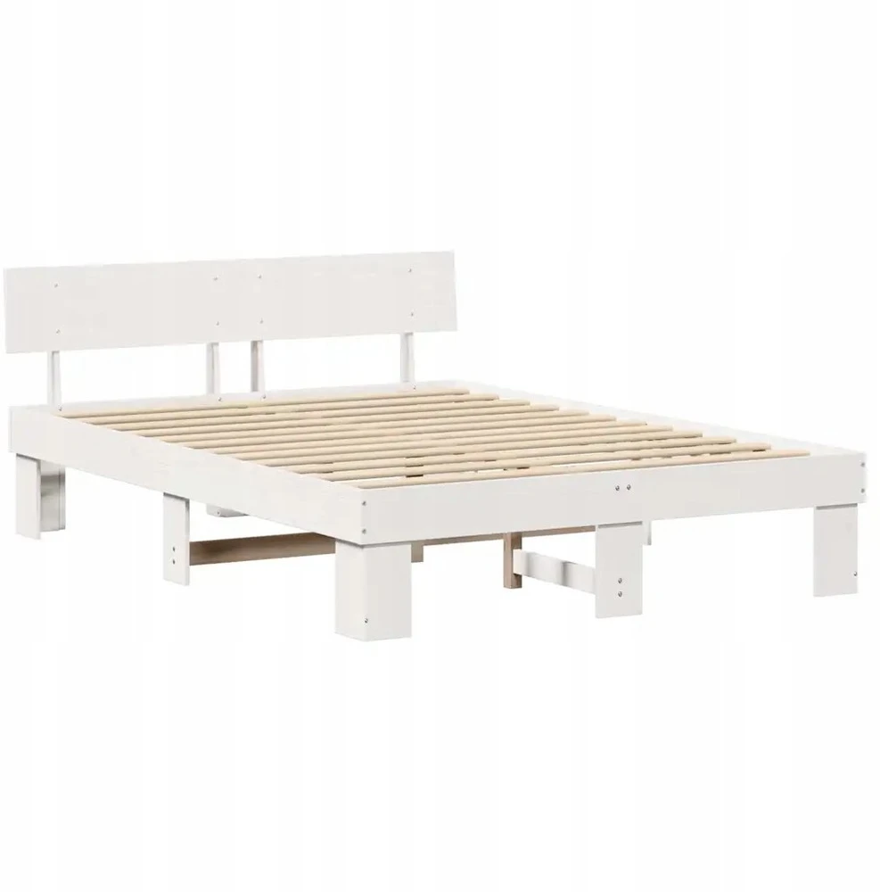 Lovos rėmas Balta 140 x 200 cm Kietos pušies mediena