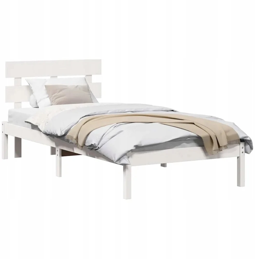 Lova Lovos rėmas Balta 90 x 200 cm Pušies medienos masyvas