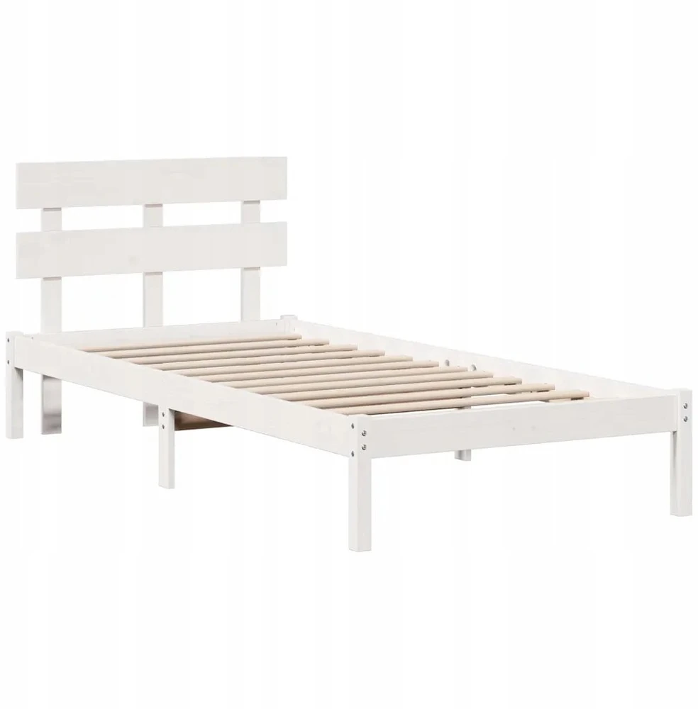 Lova Lovos rėmas Balta 90 x 200 cm Pušies medienos masyvas