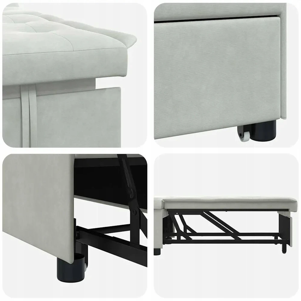 Sofa lova Šviesiai pilka 194 x 67 x 82 cm Aksomas