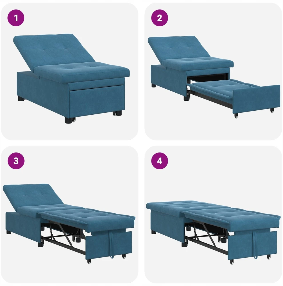 Sofa lova Mėlyna 194 x 67 x 82 cm Aksomas