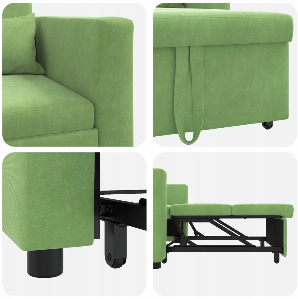 Ištraukiamas sofa-lova vienvietis Šviesiai žalia Aksomas