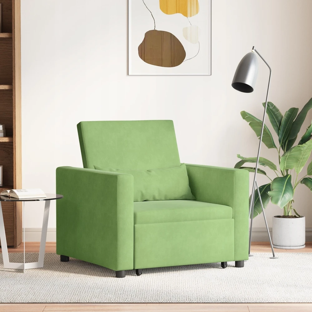 Ištraukiamas sofa-lova vienvietis Šviesiai žalia Aksomas