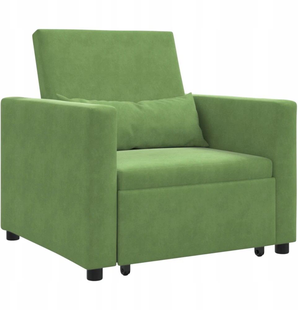 Ištraukiamas sofa-lova vienvietis Šviesiai žalia Aksomas