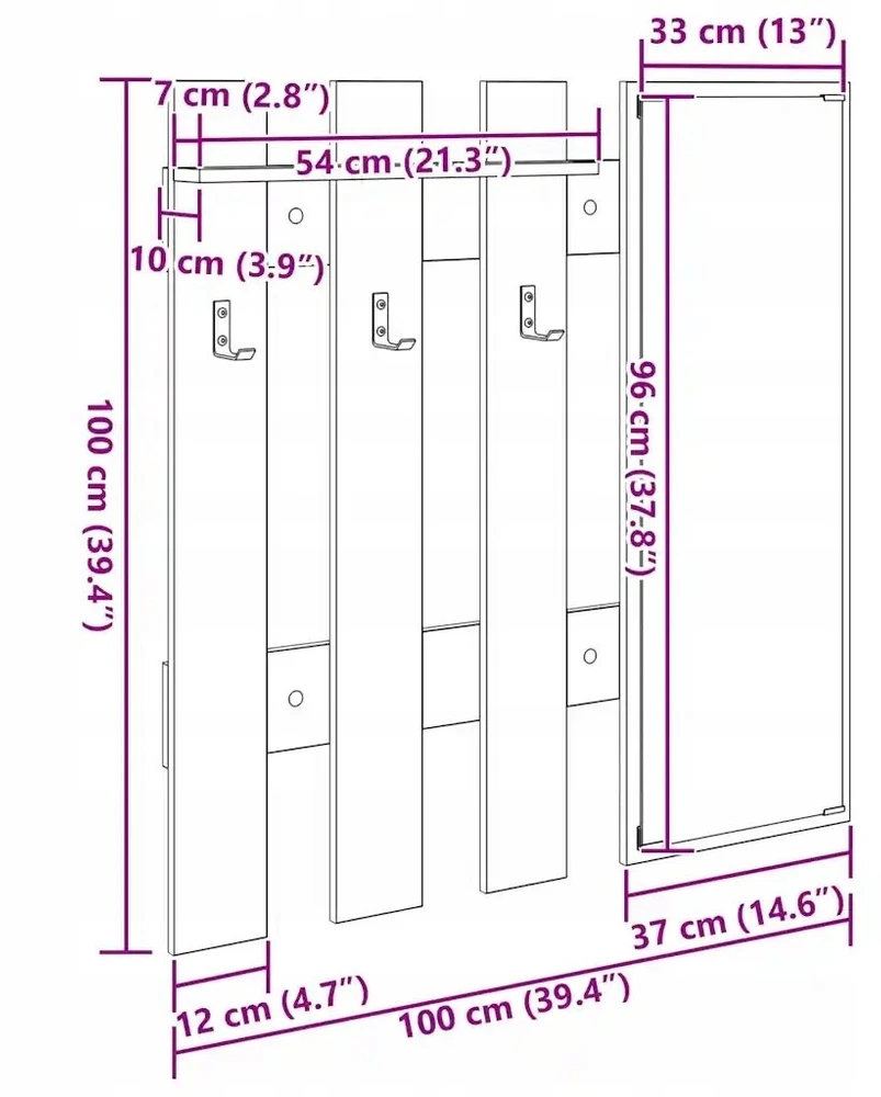 Prikabinamas paltas Sieninis Senas medis 100 x 10 x 100 cm