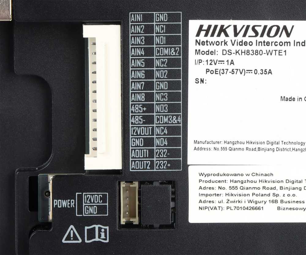 Video intercom monitorius Hikvision DS-KH8380-WTE1