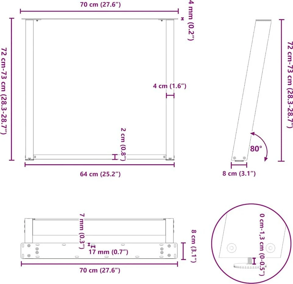 Valgomojo stalo kojelės, U formos, 2 vnt., juoda, 70x(72-73)cm