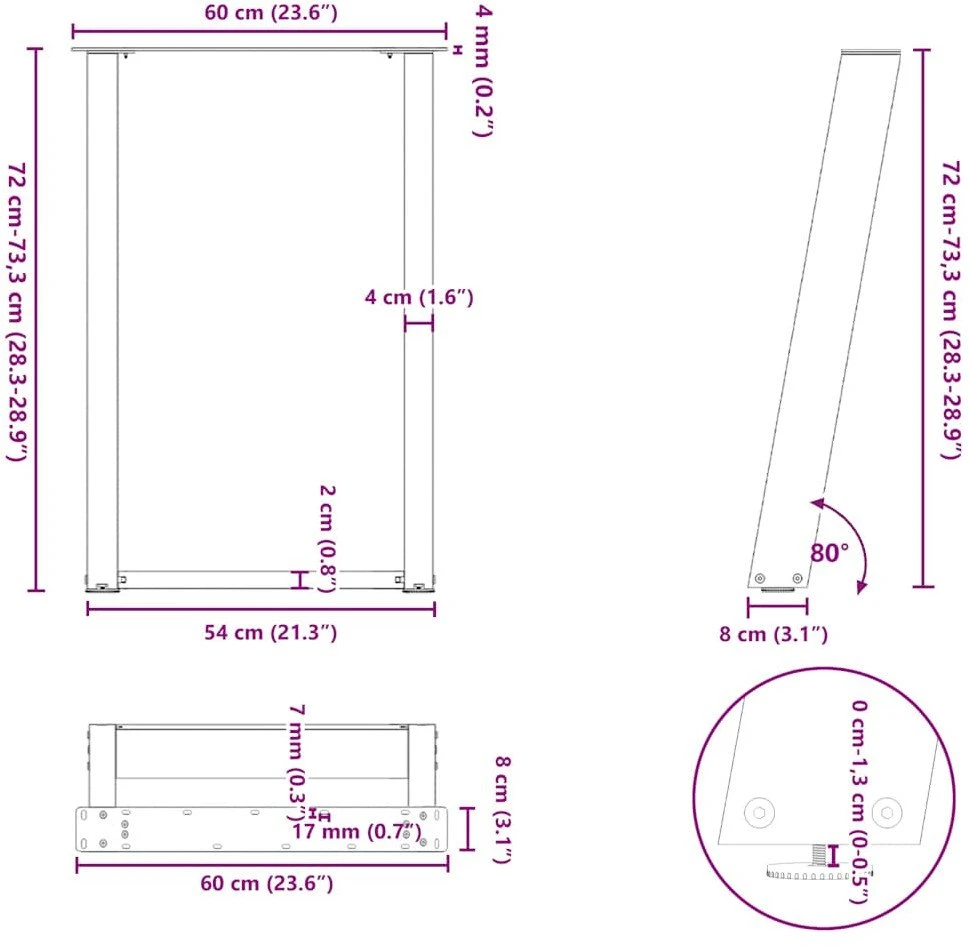 Valgomojo stalo kojelės, U formos, 2 vnt., juoda, 60x(72-73)cm