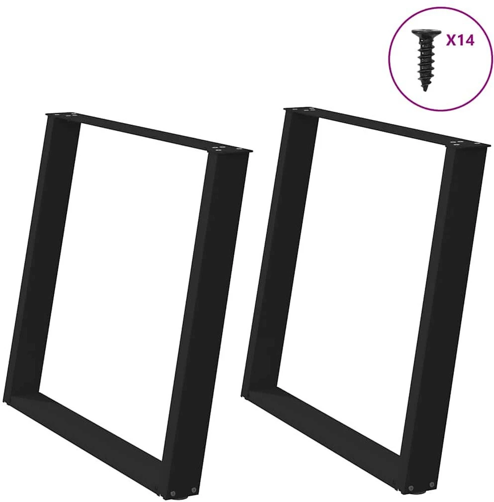 Valgomojo stalo kojelės, U formos, 2 vnt., juoda, 100x(72-73)cm