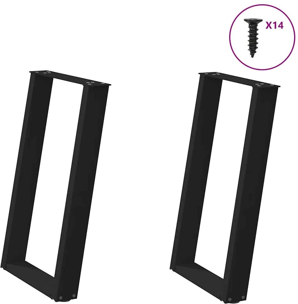 Valgomojo stalo kojelės, U formos, 2 vnt., juoda, 60x(72-73)cm
