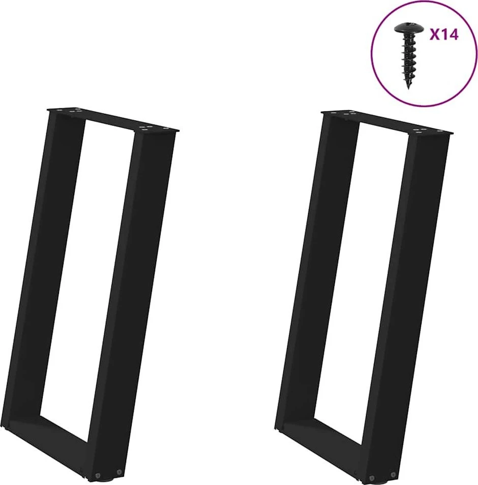 Valgomojo stalo kojelės, U formos, 2 vnt., juoda, 50x(72-73)cm