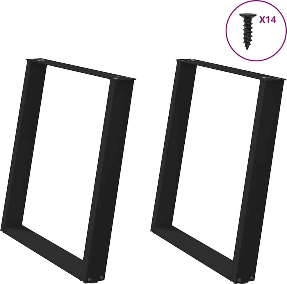 Valgomojo stalo kojelės, U formos, 2 vnt., juoda, 70x(72-73)cm
