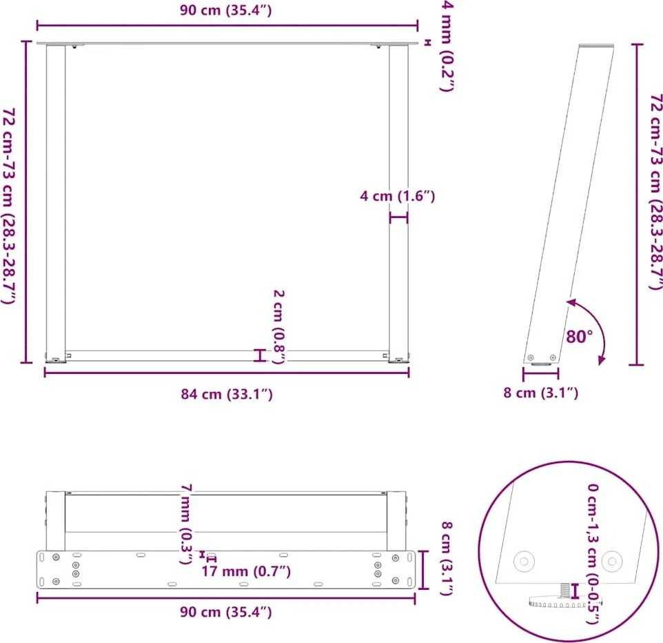 Valgomojo stalo kojelės, U formos, 2 vnt., juoda, 90x(72-73)cm