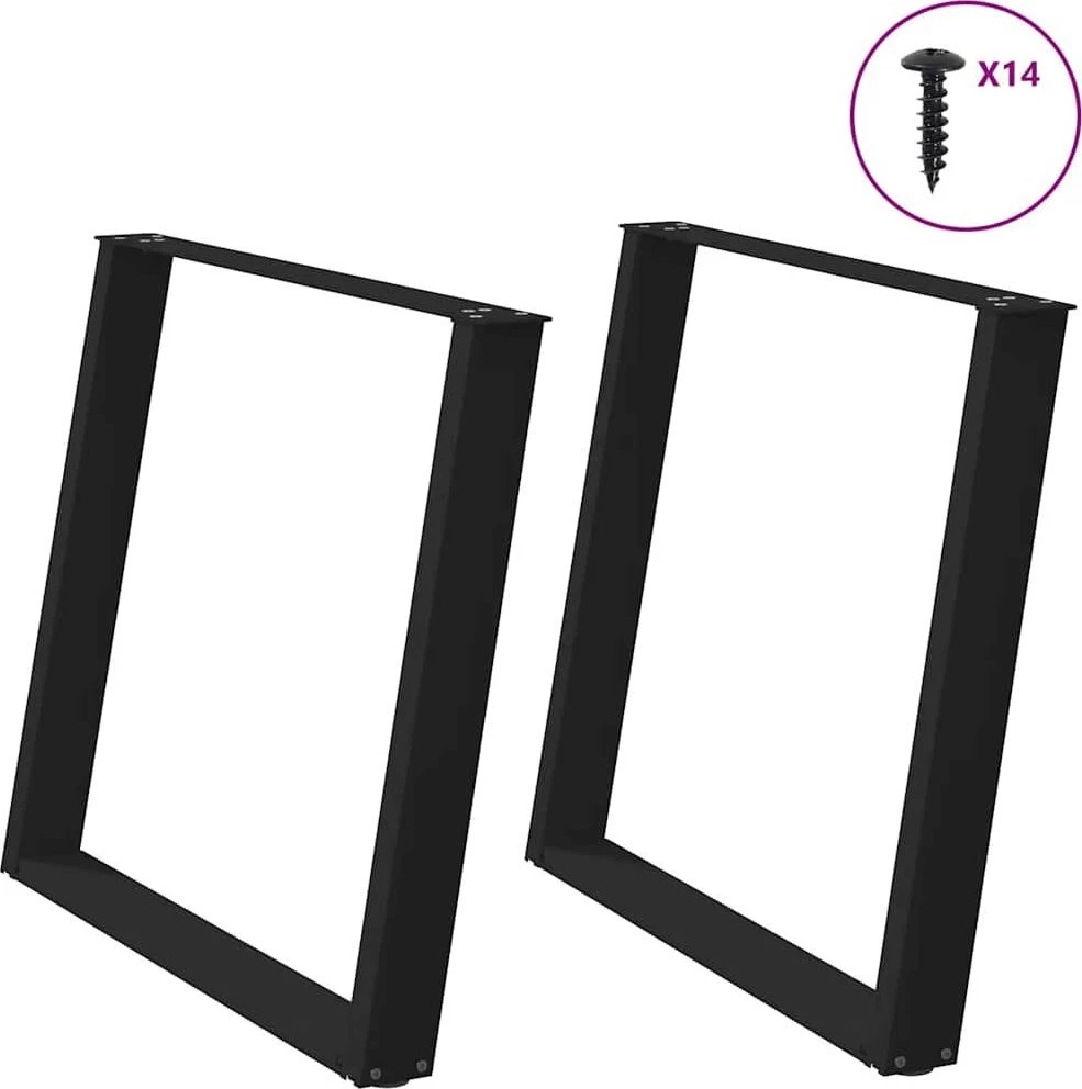 Valgomojo stalo kojelės, U formos, 2 vnt., juoda, 90x(72-73)cm
