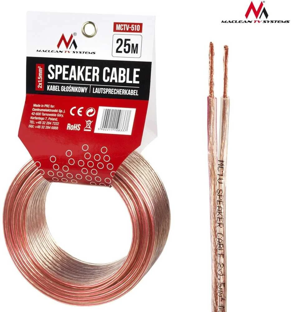 MACLEAN MCTV-510 Maclean MCTV-510 garsiakalbio laidas 25m 2*1.5mm2 / 48*0.20CCA 3,5*7,0mm