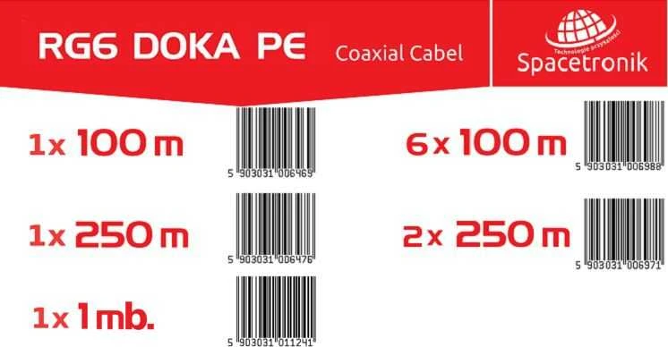 Viela Spacetronik RG6 Antenos kabelis Spacetronik DOKA PE 4K Trishield 250
