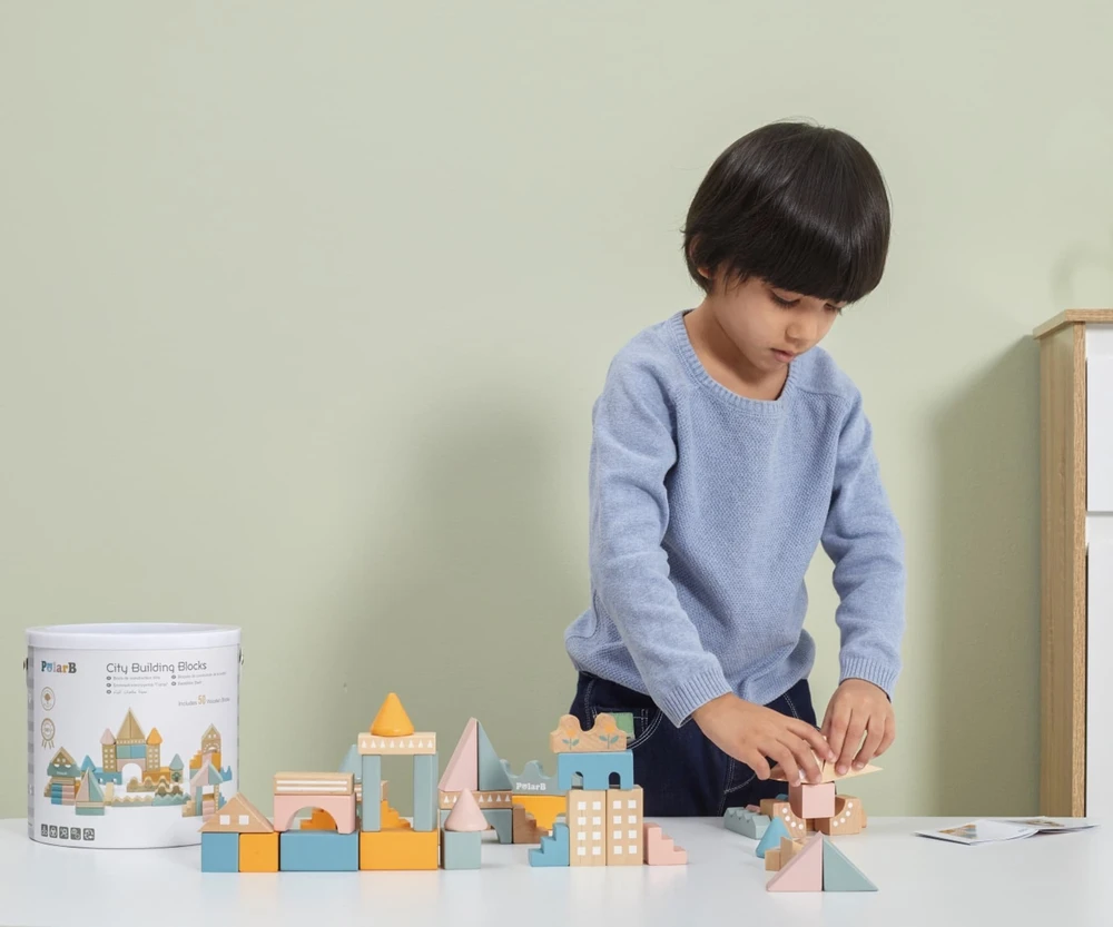 „Viga Polarb“ mediniai blokai Miesto blokai 50 Montessori elementų