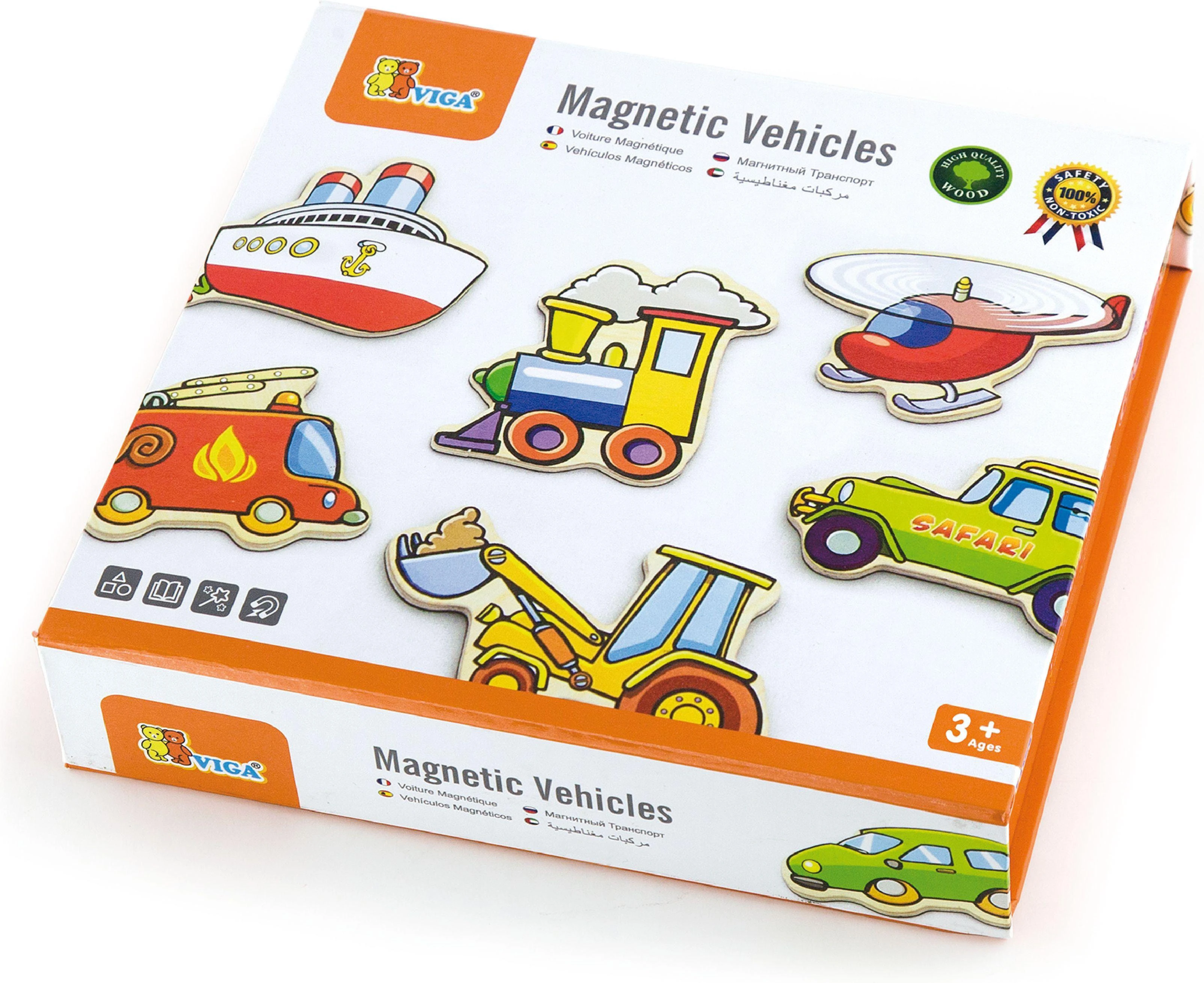 Viga medinių magnetų rinkinys, transporto priemonės, 20vnt.