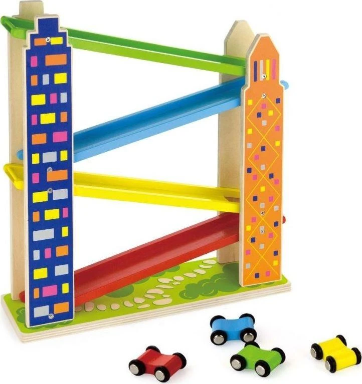Viga Toys Viga medinė automobilių trasa City 4 automobiliai