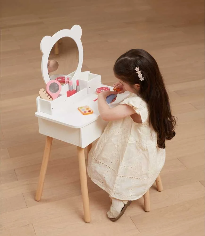 Viga Toys Viga Medinė Makiažo Staliukas Su Veidrodžiu Baltas