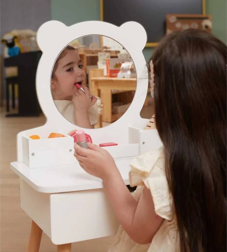 Viga Toys Viga Medinė Makiažo Staliukas Su Veidrodžiu Baltas