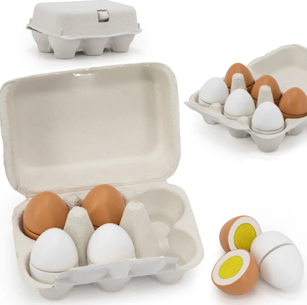 Viga Toys VIGA 44752 Mediniai kiaušiniai pjaustymo padėkle