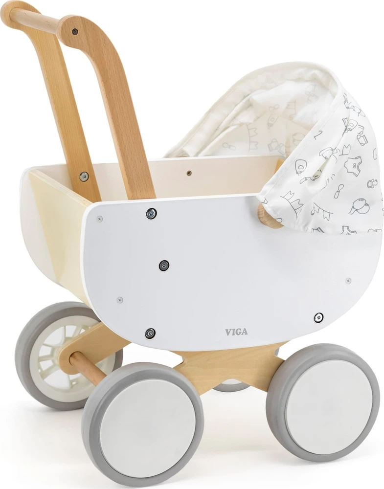 Viga Toys VIGA 44719 Medinis lėlių vežimėlis su gondola