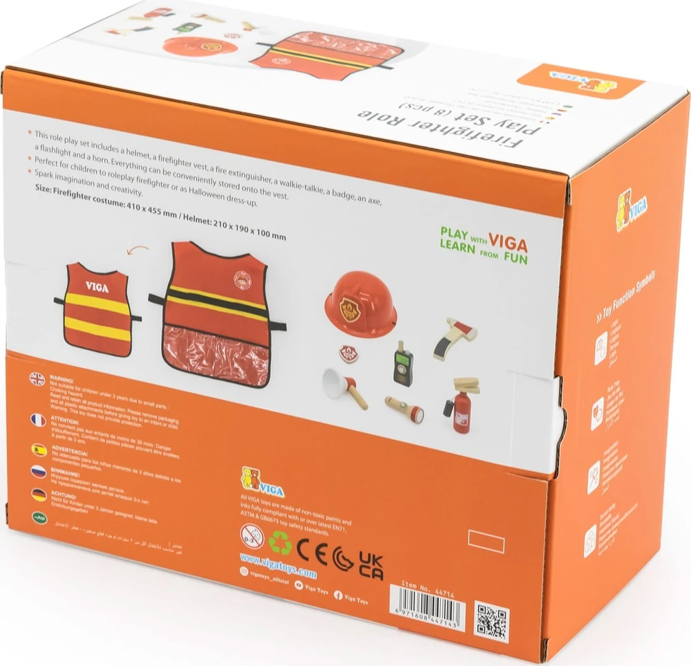 Viga Toys VIGA Mažojo gaisrininko rinkinys su liemene 8vnt