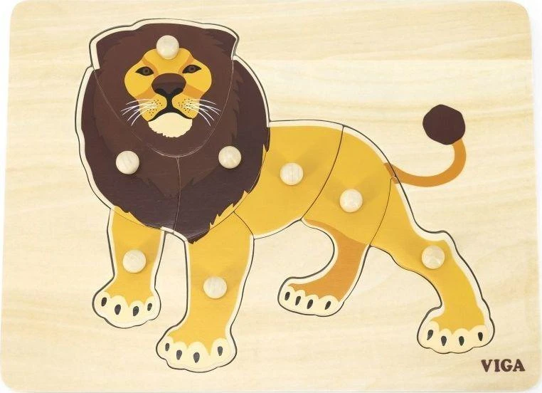 Dėlionė Viga Toys Viga medinis montessori liūto galvosūkis su Pinski