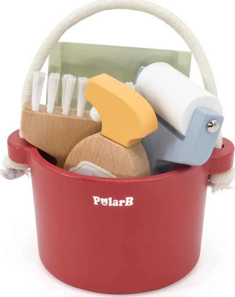 Viga Toys VIGA PolarB medinis valymo rinkinys "Little Cleaner" kibiras