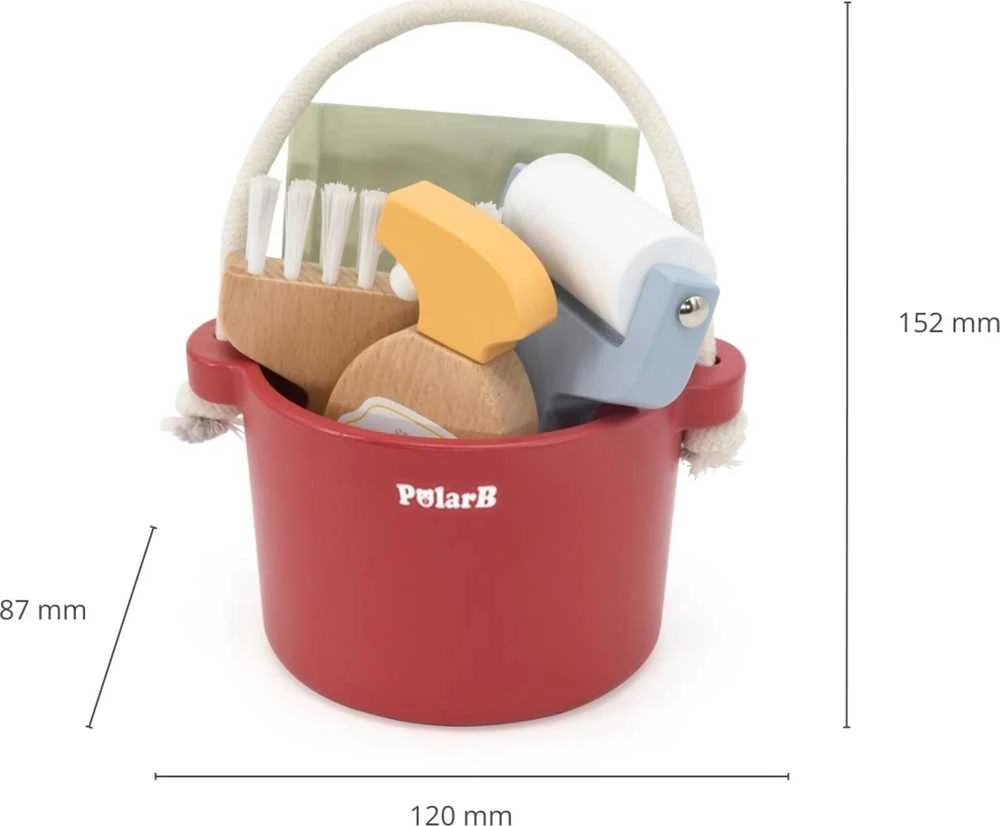 Viga Toys VIGA PolarB medinis valymo rinkinys "Little Cleaner" kibiras
