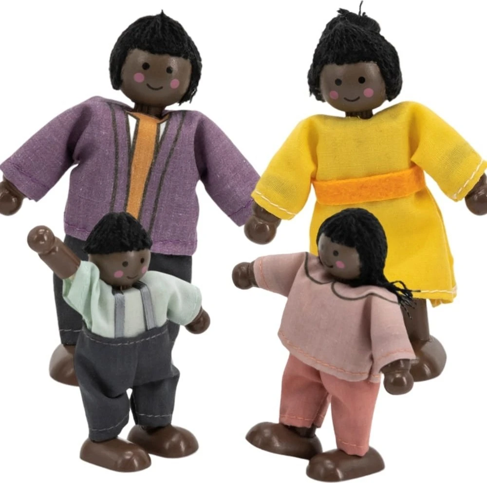 Viga Toys VIGA Medinė Lėlė Šeimos Rinkinys 4 Figūros Su Audiniais