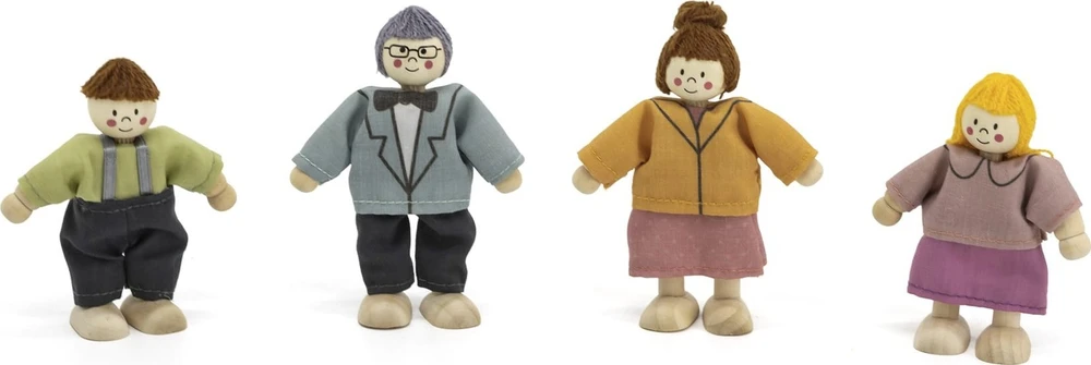 Viga Toys VIGA Medinės Lėlės 4 Asmenų Rinkinyje