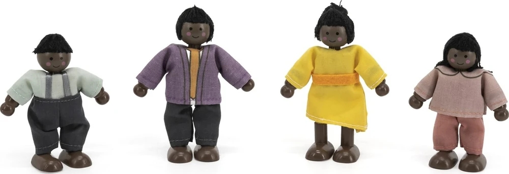 Viga Toys VIGA Medinė Lėlė Šeimos Rinkinys 4 Figūros Su Audiniais