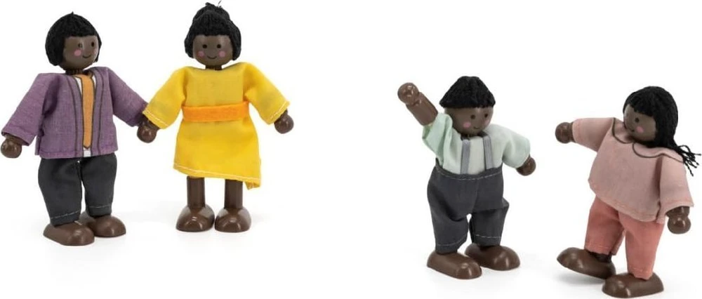 Viga Toys VIGA Medinė Lėlė Šeimos Rinkinys 4 Figūros Su Audiniais